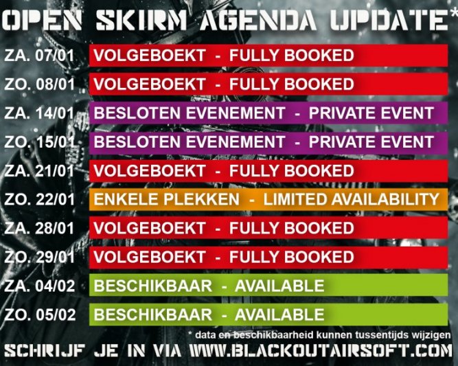 Skirm agenda januari!